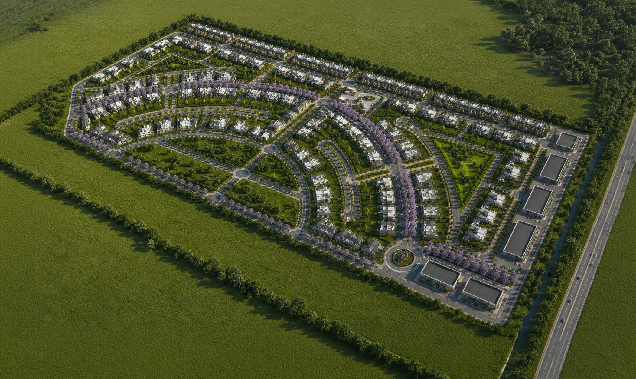 Render aéreo del masterplan de Nobeles