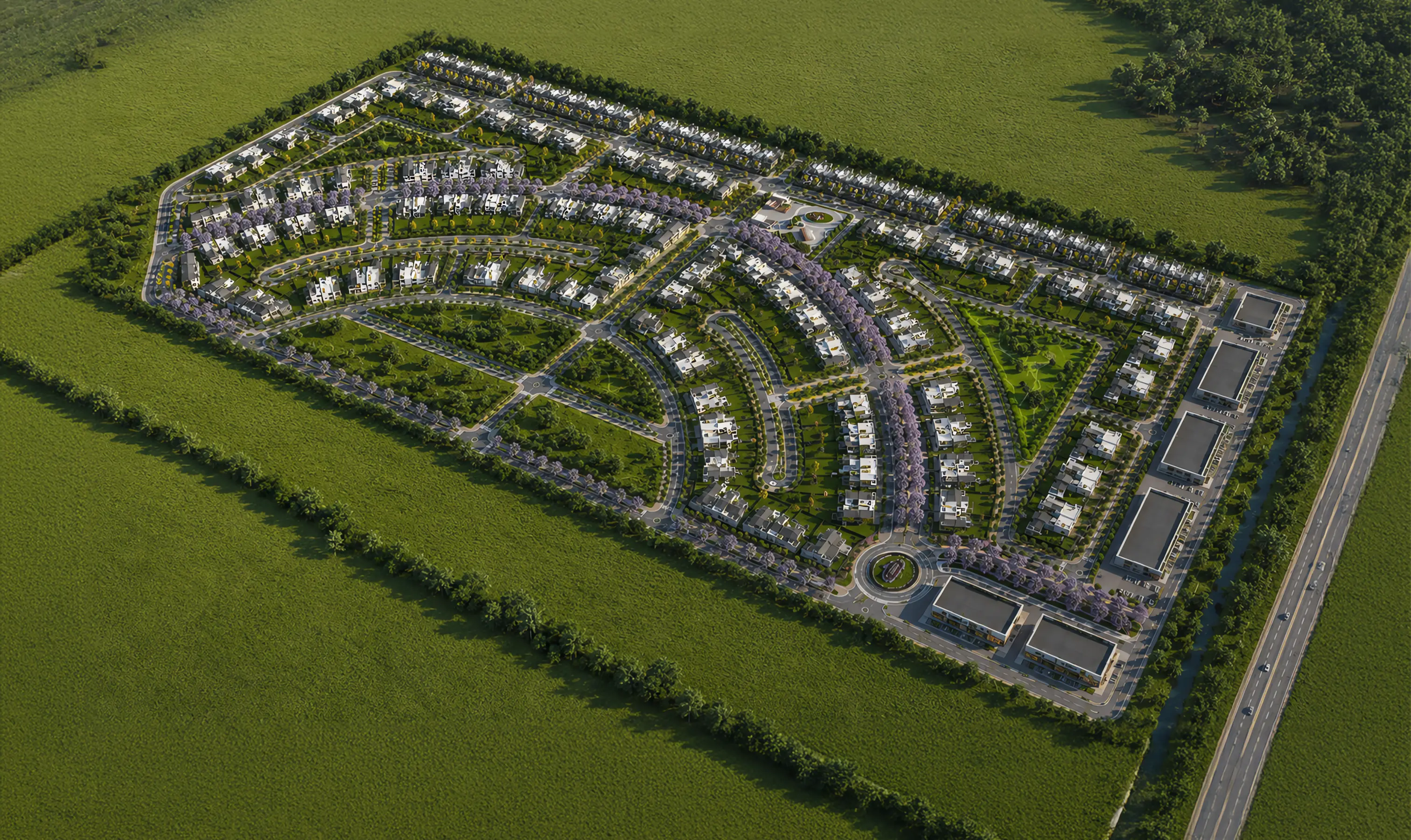 Render aéreo del masterplan de Nobeles